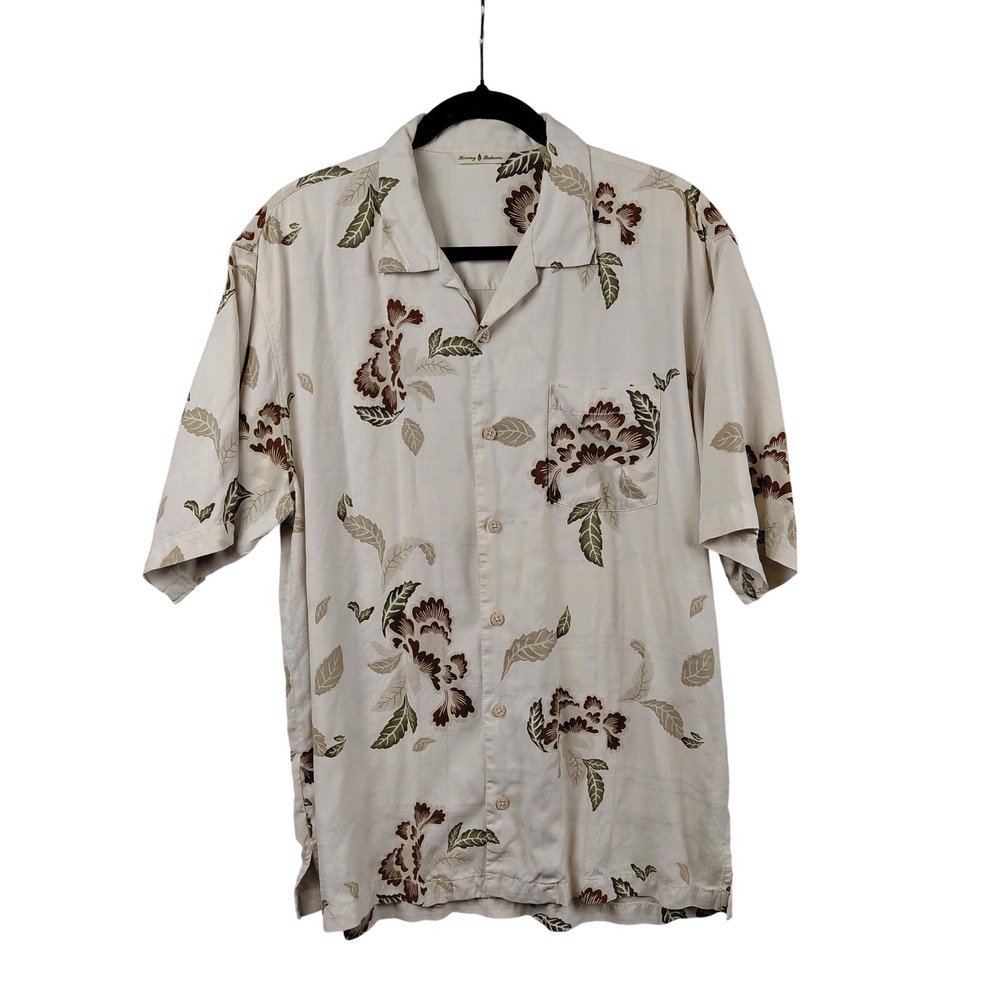 Tommy Bahama Mens Silk Floral Short Sleeve Button Down Shirt Size M‎